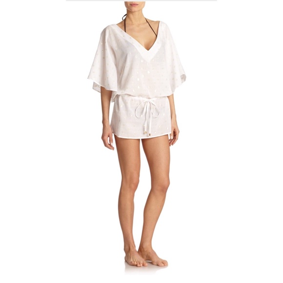 Elizabeth Hurley Light cream/gold color coverup. - Picture 3 of 6